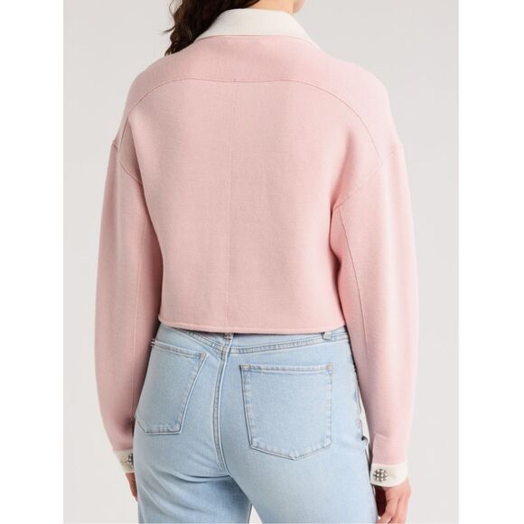 Alice + Olivia Verdell Wool-Blend Sweater Jacket Women's Pink size M NWT - Picture 4 of 8
